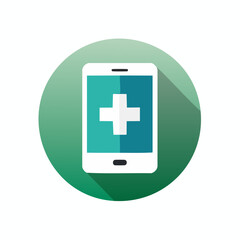 Obraz premium Mobile Medical App Round Icon: Smartphone Health Aid Sign