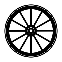 Fototapeta premium Wooden Wagon Wheel Silhouette - Minimalist Vector