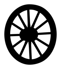 Fototapeta premium Wooden Wagon Wheel Silhouette - Minimalist Vector