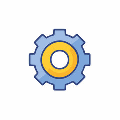 Obraz premium Isolated blue and gold gear wheel illustration for industry and engineering concepts