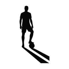 Fototapeta premium soccer football player with a ball for kicking logo design silhouette vector icon illustration on white background