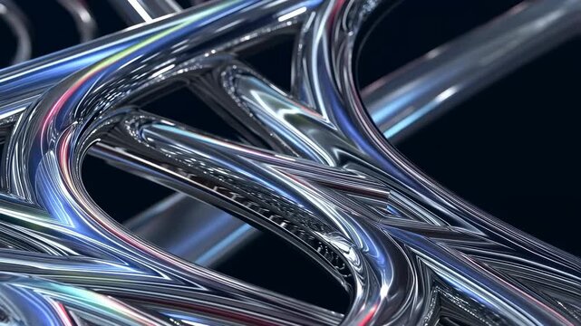 Abstract metallic structure with intricate patterns and reflections. Represents modern design and innovation in technology and art