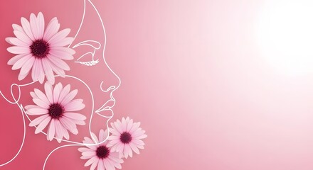 Obraz premium Happy women's day celebration with beautiful pink flowers and decorations