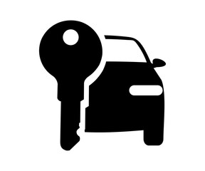 Car with key, vehicle ownership, transportation symbol. Key car rent vector design and illustration. 
