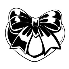 Black and white decorative bow illustration isolated on white background