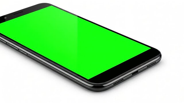 Smartphone with Green Screen and Tracking Markers on White Background.