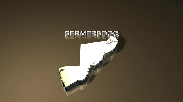 Greenland Sermersooq Municipality 3D Map Animation with golden texture