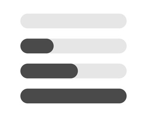 Obraz premium Progress bar loading UI element set showing empty, low, medium, and full states. Loading bar indicator with 0, 25, 50 and 100% states for app interfaces, dashboards, file upload, download and web UI.