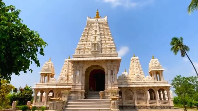 Beautiful Jain Temple Architecture in India against a serene sky Backdrop