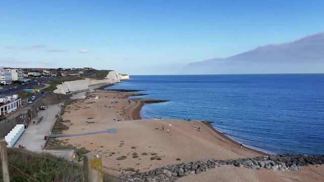 -4K resolution 3840x2160 portrait video
-vertical video
-Brighton Sea side landscape view with blue sun shine sky