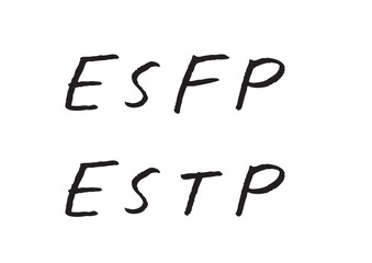 ESFPおよびESTPと書かれた手書きの性格タイプ文字素材