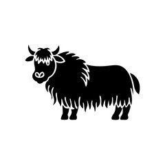  yak standing profile, minimalist wildlife icon for branding.