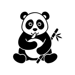 Minimalist panda holding bamboo, versatile mascot logo for wildlife conservation.