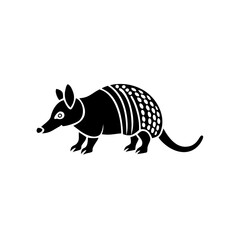 Black and white armadillo silhouette, profile graphic for nature branding.