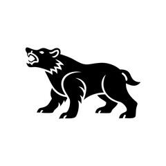  roaring bear silhouette, aggressive grizzly mascot sports logo.