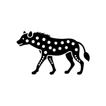 Minimalist black spotted hyena silhouette, wildlife icon for nature branding.