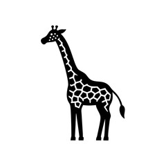 Minimalist black giraffe silhouette, iconic wildlife graphic for nature branding