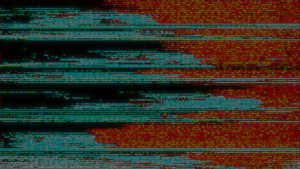 Abstract Digital Glitch Data Stream Background with Colorful Signal Noise.  Ideal for technology concepts, cybersecurity, finance systems, coding visuals, and modern digital design backgrounds.
