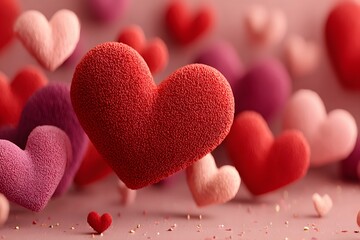 Obraz premium Romantic Heart-Shaped Decorations for Valentine's Day Celebration and Design