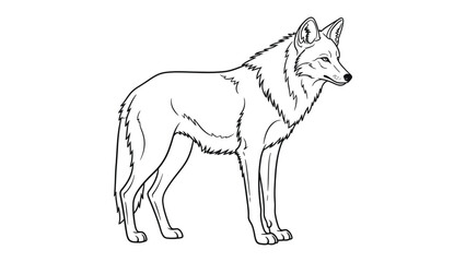 Fototapeta premium Coyote Portrait: A clean, minimalist illustration of a coyote, capturing the wild spirit of the animal, outlined and detailed, ready for any creative project.