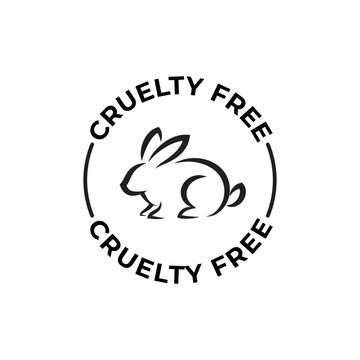 Cruelty free icon, not tested on animal label, vector product certificate stamp. Cruelty free with bunny rabbit for not tested on animals