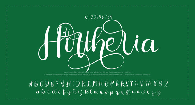 Lettering signature font isolated on grey background. brus style alphabet. Vector logo letters. 