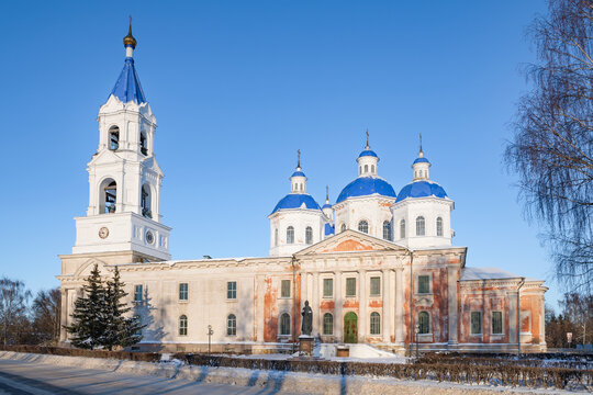View of the old Resurrection Cathedral on a sunny January day. Kashin. Tver Oblast, Russia