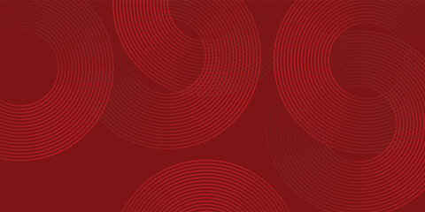 Modern red background with glowing curve lines. Modern shiny red gradient geometric circle lines pattern abstract simple vector art