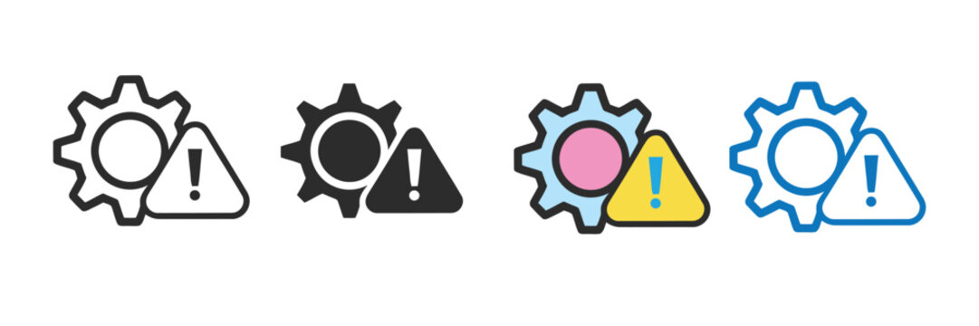 Settings error icon collection. system configuration issues and alert symbol. vector illustration