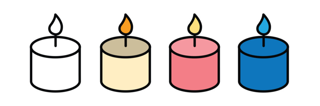  burning candles icon set vector illustration 