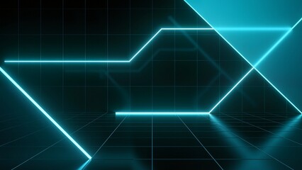 Abstract neon geometric lines on grid