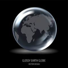 Glossy 3D earth globe vector illustration in modern minimal style, ideal for global business, technology, geography, presentation. design, earth, globe, world, planet, vector, global, modern, science