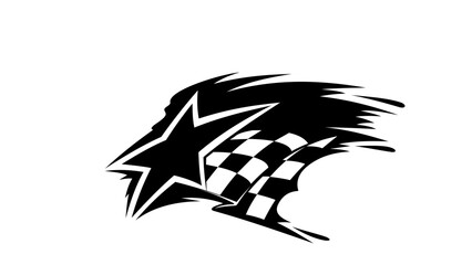 Abstract Star and Checkered Racing Flag Logo Vector
