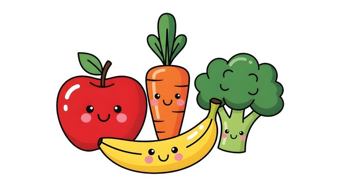 Cute Kawaii Fruit and Vegetable Characters