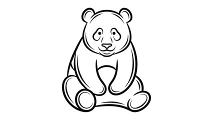 Sitting Panda Monochrome: A monochrome illustration of a giant panda sits calmly, exuding an air of tranquility and serenity.