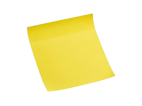 Bright yellow post-it note isolated on transparent background