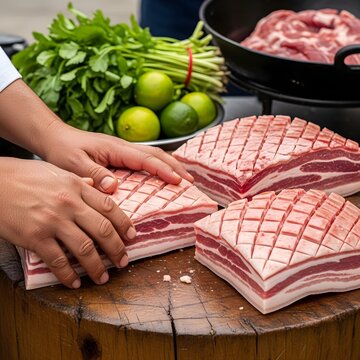 Pork Belly Chicharrones Recipe: Crispy Fried Skin Snack Prepared with Culantro and Lime in Carnicer&iacute;a