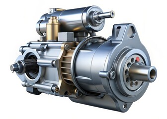 Car engine starter assembly isolated on a white background