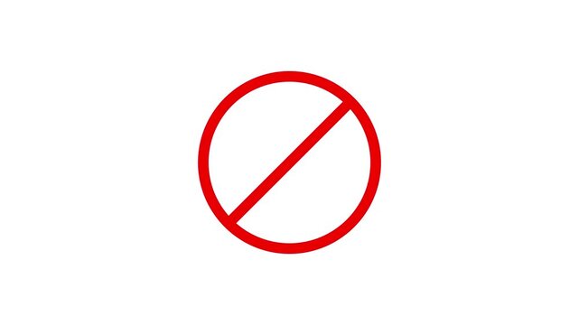 Accusation ban icon on. warning stop attention symbol on white background. 4k animation