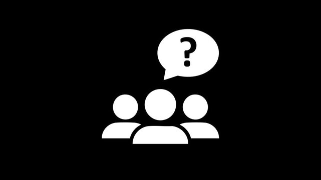 Communication concept with glowing neon lines showing question and answer between two people icons symbolizing on black background
