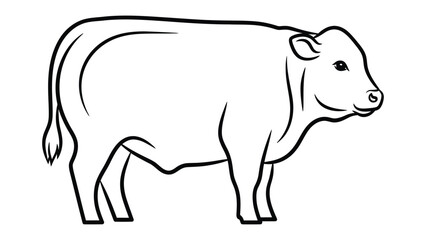 Obraz premium Simple Line Drawing of a Bull: A minimalist black and white line drawing of a powerful bull, embodying strength and resilience, perfect for various design purposes.