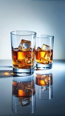 Heres the expanded metadata  Chilled Ambition A refreshing duo of icecold whiskey glasses resting on a pristine white background