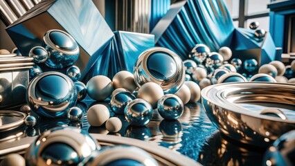 Vibrant Comic Art Background with Abstract Shapes in a Deep Blue Hue