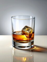 Refreshing after a long day, chilled whiskey awaits in crystalclear clarity on a crisp white canvas