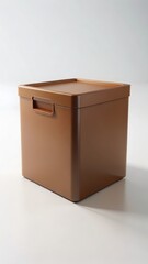 Simple Brown Box Storage Container on a Clean White Surface