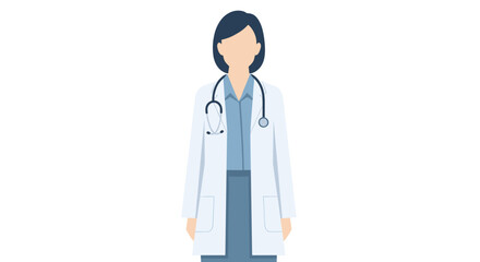 Fototapeta premium Illustration of a female doctor in a white coat with a stethoscope, standing confidently as a medical professional.