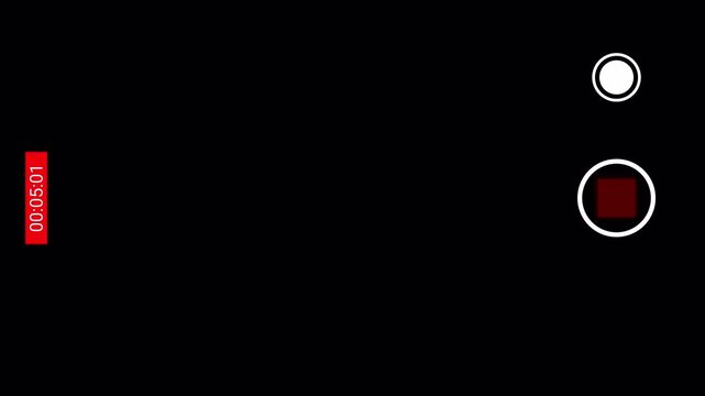 Smartphone recording screen overlay with timecode and frame on black background. camera interface video recording with alpha channel. 4k video