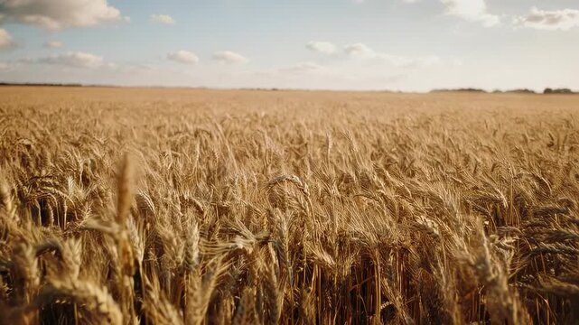 Golden Wheat Field with Cloudy Sky: A Serene Landscape Experience Video