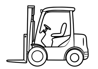 outline illustration of forklift for coloring book