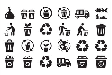 Environmental Protection And Recycling Solid Icons